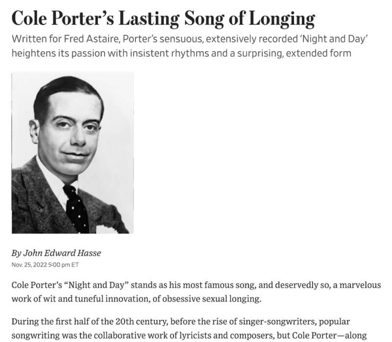 Cole Porter's Lasting Song of Longing - article cover.